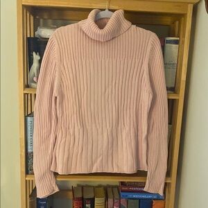 J.Jill 100% Cotton Cozy Pink Turtleneck Sweater L